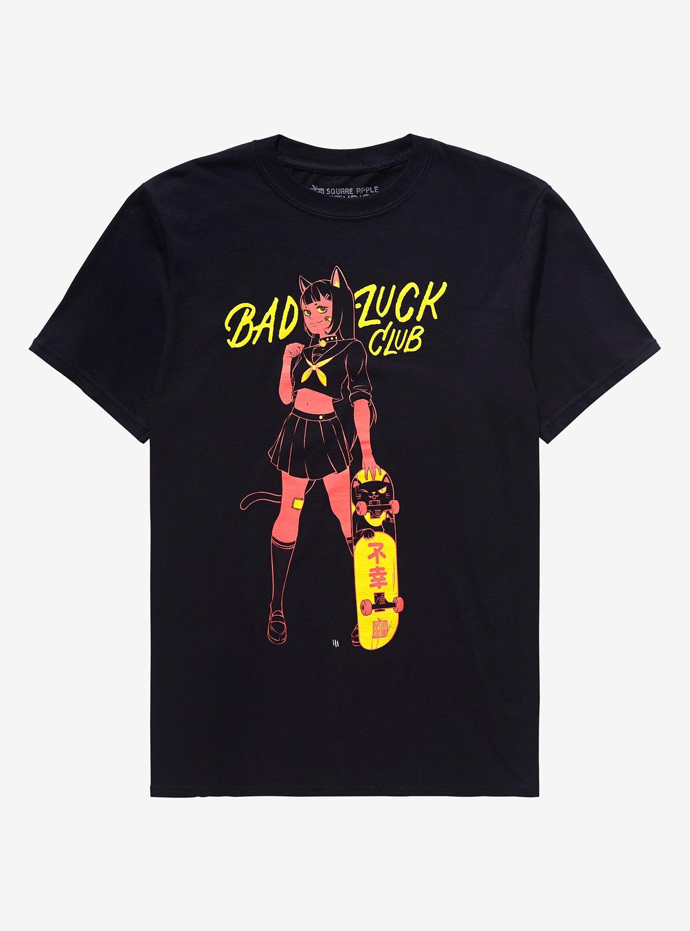 Skateboard Catgirl Bad Luck Club T-Shirt By Square Apple