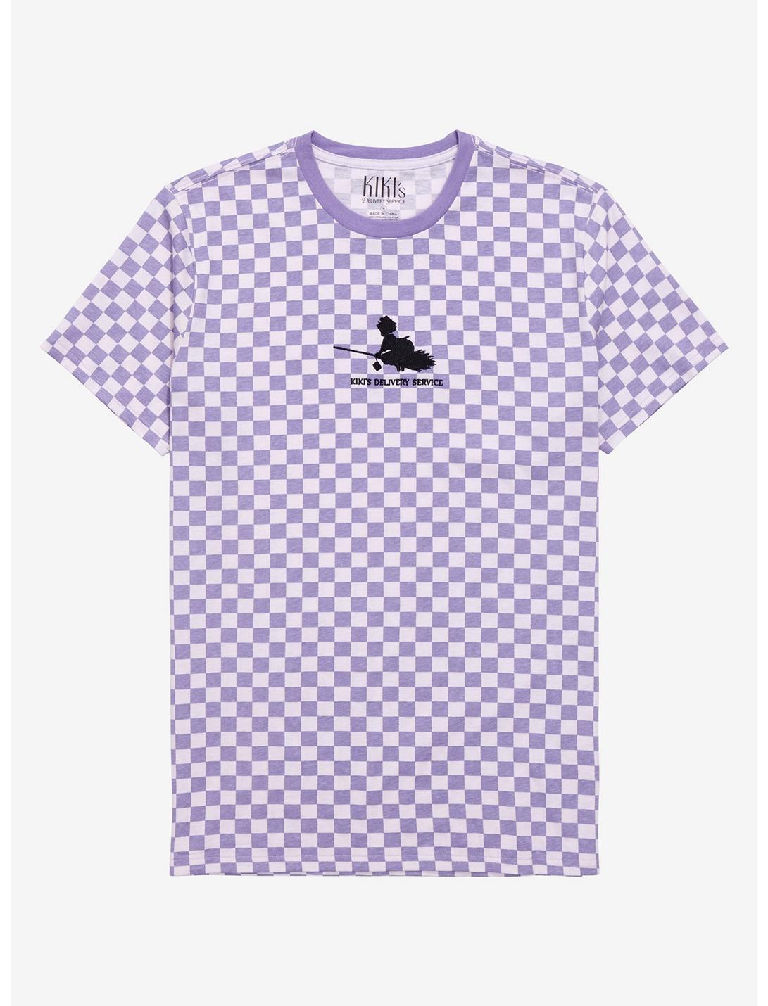 Studio Ghibli Kiki's Delivery Service Silhouette Checkered T-Shirt - BoxLunch Exclusive, LILAC, hi-res
