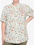 Her Universe Walt Disney World 50th Anniversary Attractions Map Woven Button-Up Plus Size, MULTI, hi-res