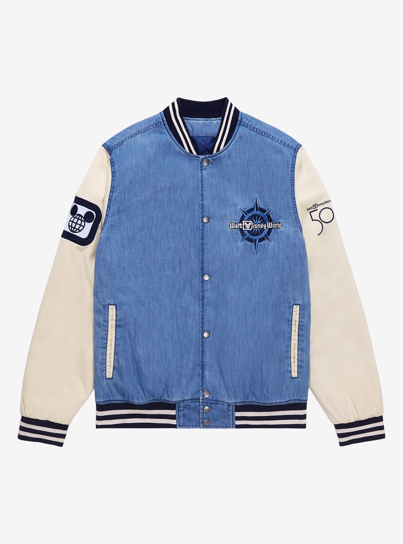 Disney Walt Disney World 50th Anniversary Denim Varsity Jacket BoxLunch Exclusive BoxLunch