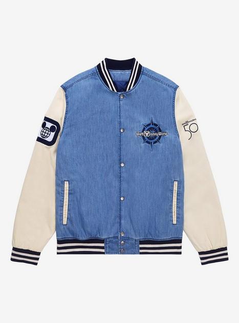 Disney Walt Disney World 50th Anniversary Denim Varsity Jacket ...