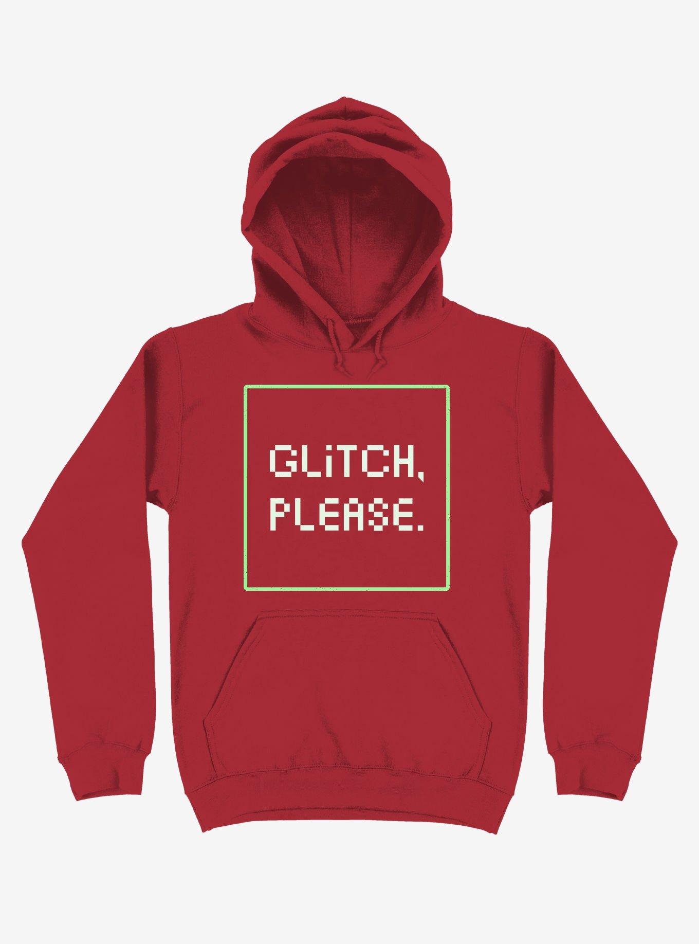 Glitch Please Hoodie, RED, hi-res