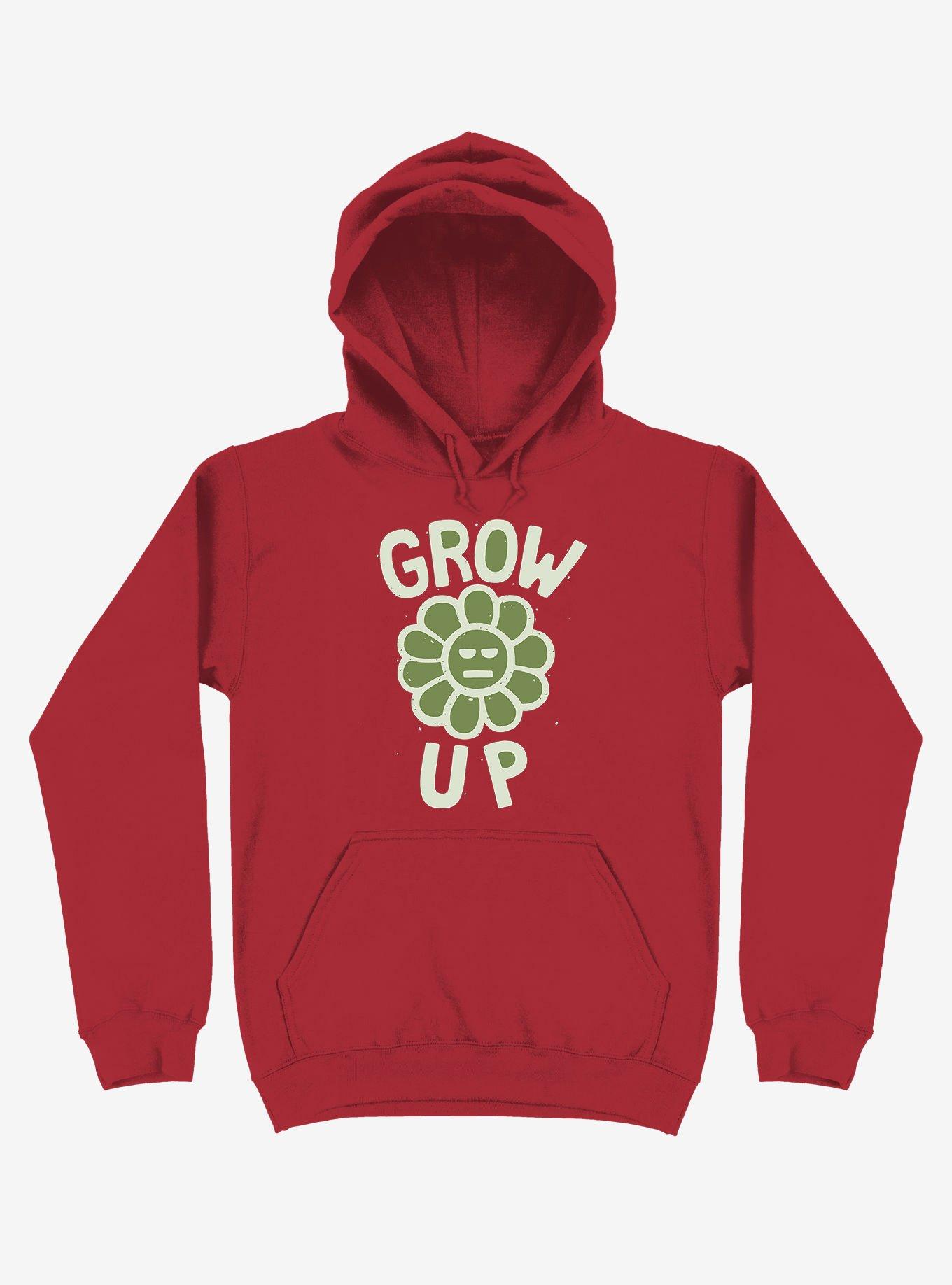 Grow Up Flower Hoodie, RED, hi-res