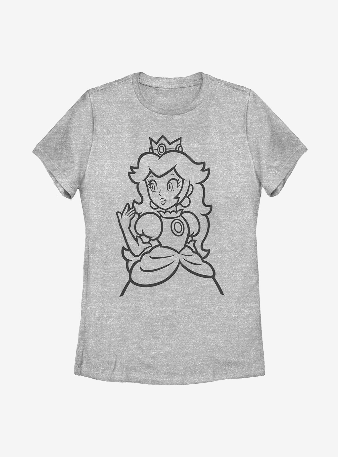 Nintendo Super Mario Peach Outline Womens TShirt GREY BoxLunch