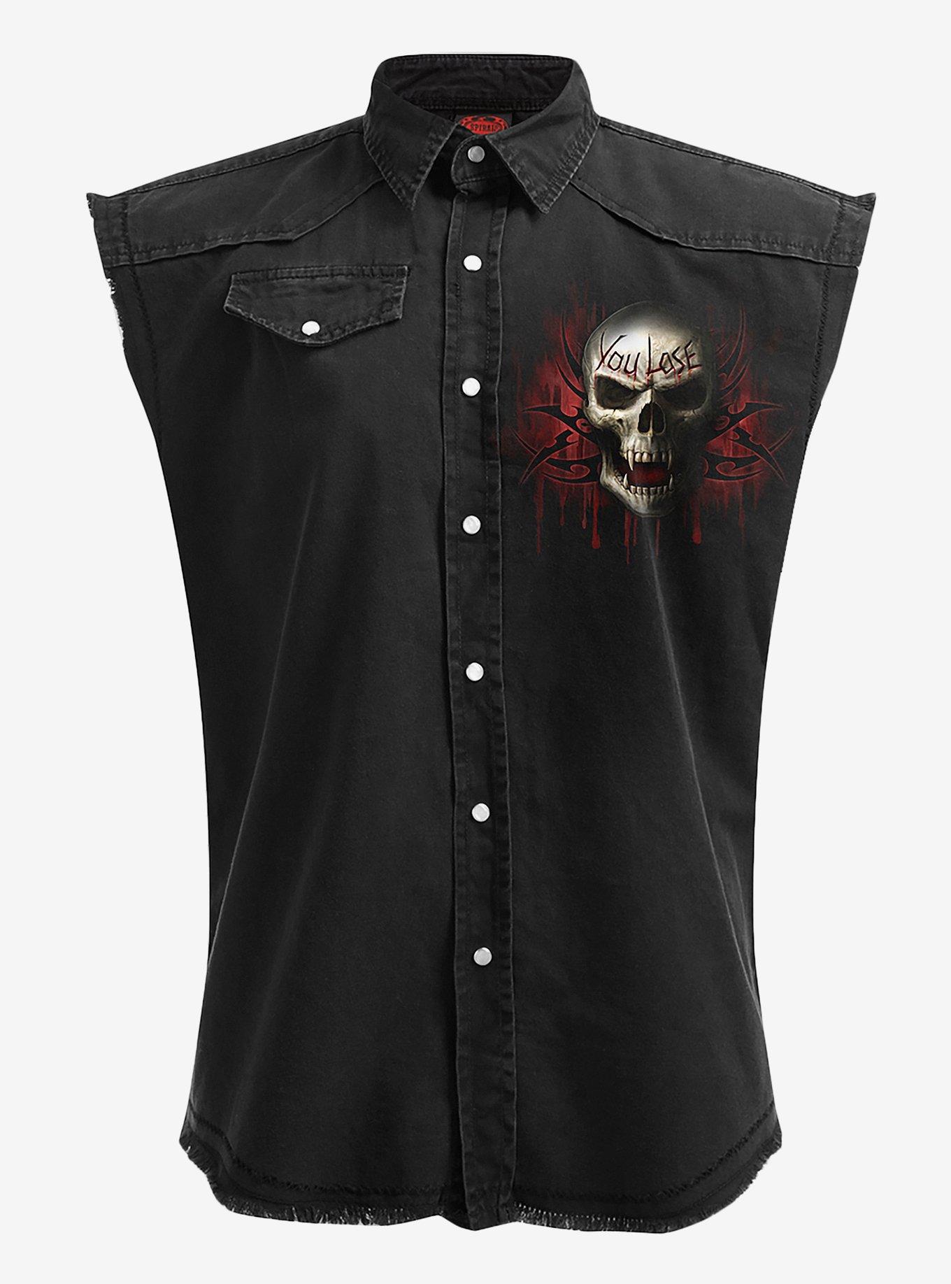 Game Over Sleeveless Woven Button-Up, , hi-res