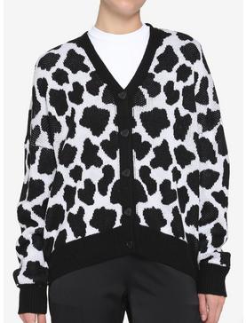Cow Pattern Button-Front Girls Cardigan, , hi-res