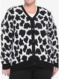 Cow Pattern Button-Front Girls Cardigan Plus Size, MULTI, hi-res