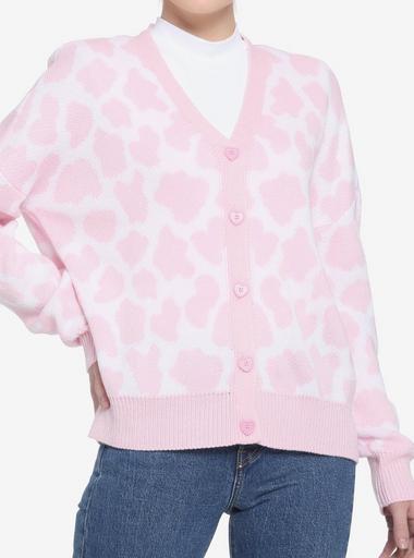 Pink cow print sweater sale