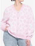 Pink Cow Print Girls Cardigan Plus Size, MULTI, hi-res
