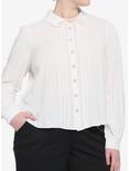 Strawberry Button-Front Girls Woven Top Plus Size, IVORY, hi-res