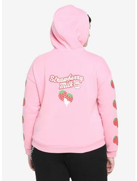 Strawberry Milk Girls Crop Hoodie Plus Size, , hi-res