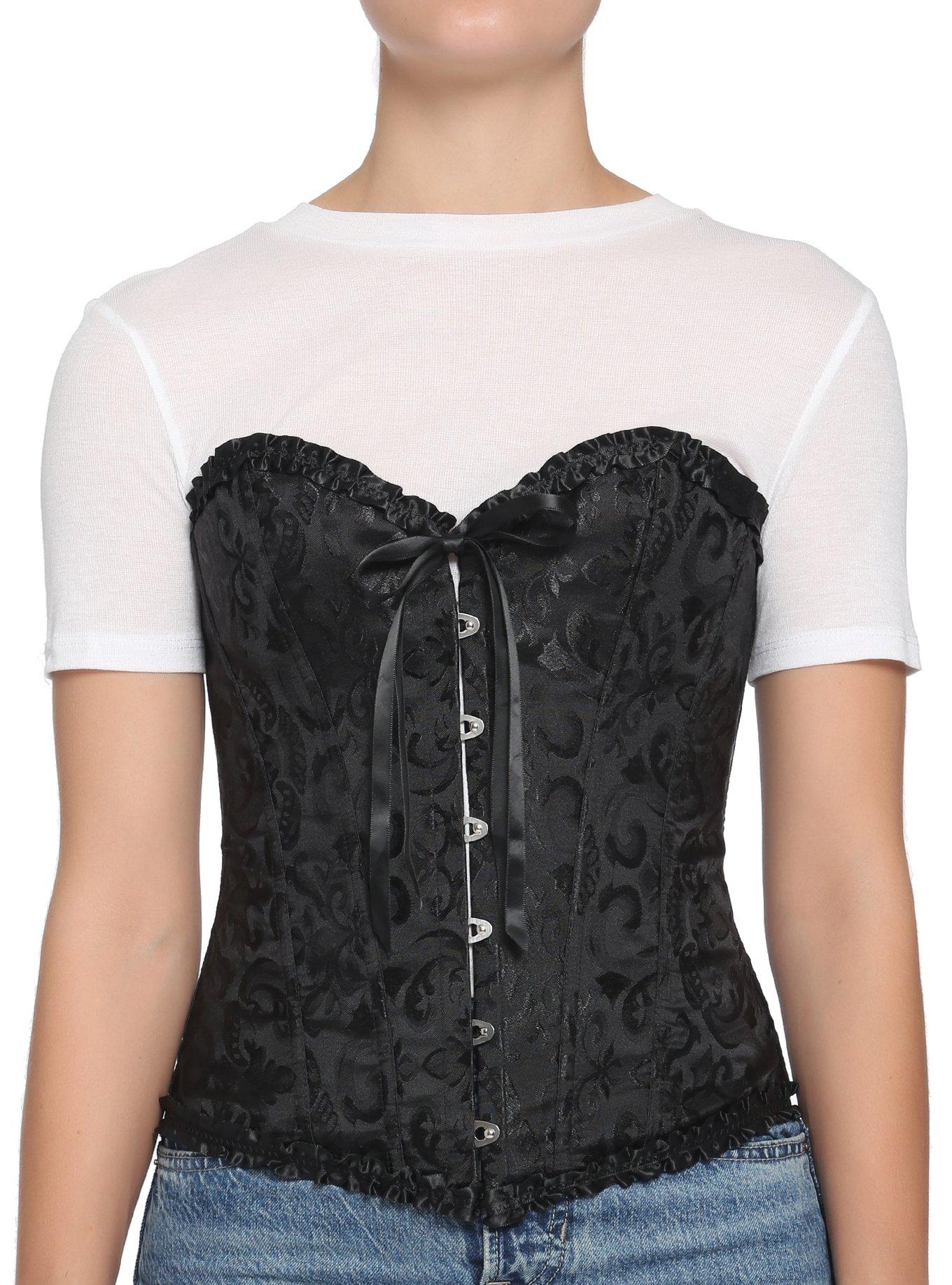 Black Lace Jacquard Bustier Plus Size