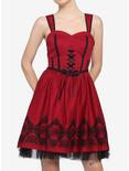 Red Roses Lace-Front Dress, RED, hi-res