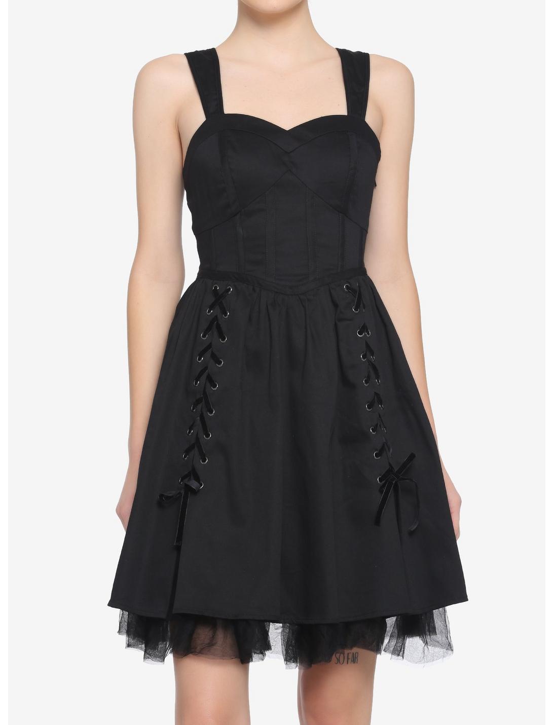 Black Corset Dress, BLACK, hi-res