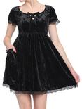 Black Velvet Tie-Front Dress, BLACK, hi-res
