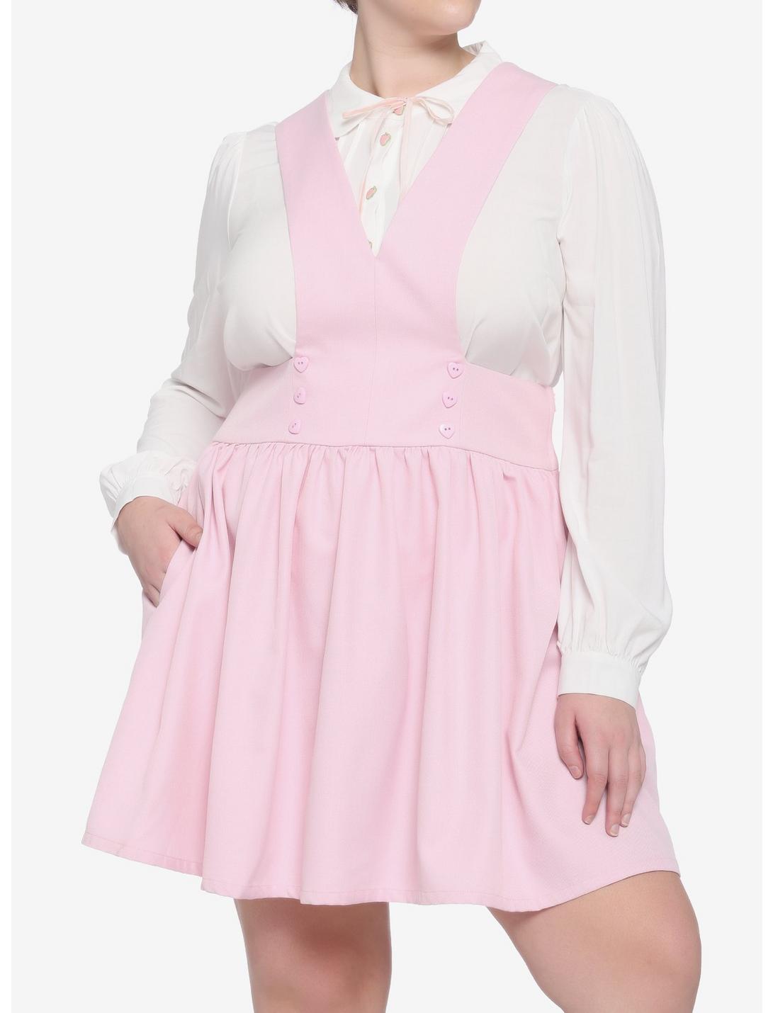Pink Bib Skirtall Plus Size, PINK, hi-res