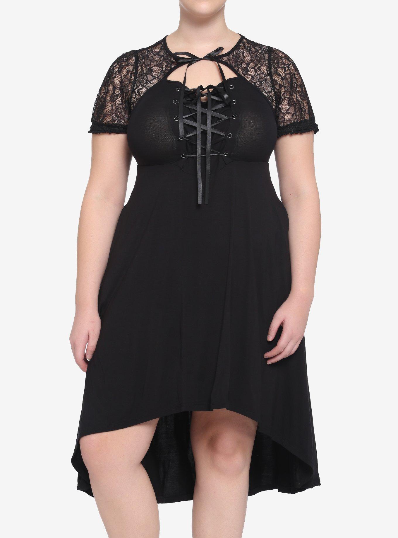 Black Lace-Up Hi-Low Dress Plus Size | Hot Topic