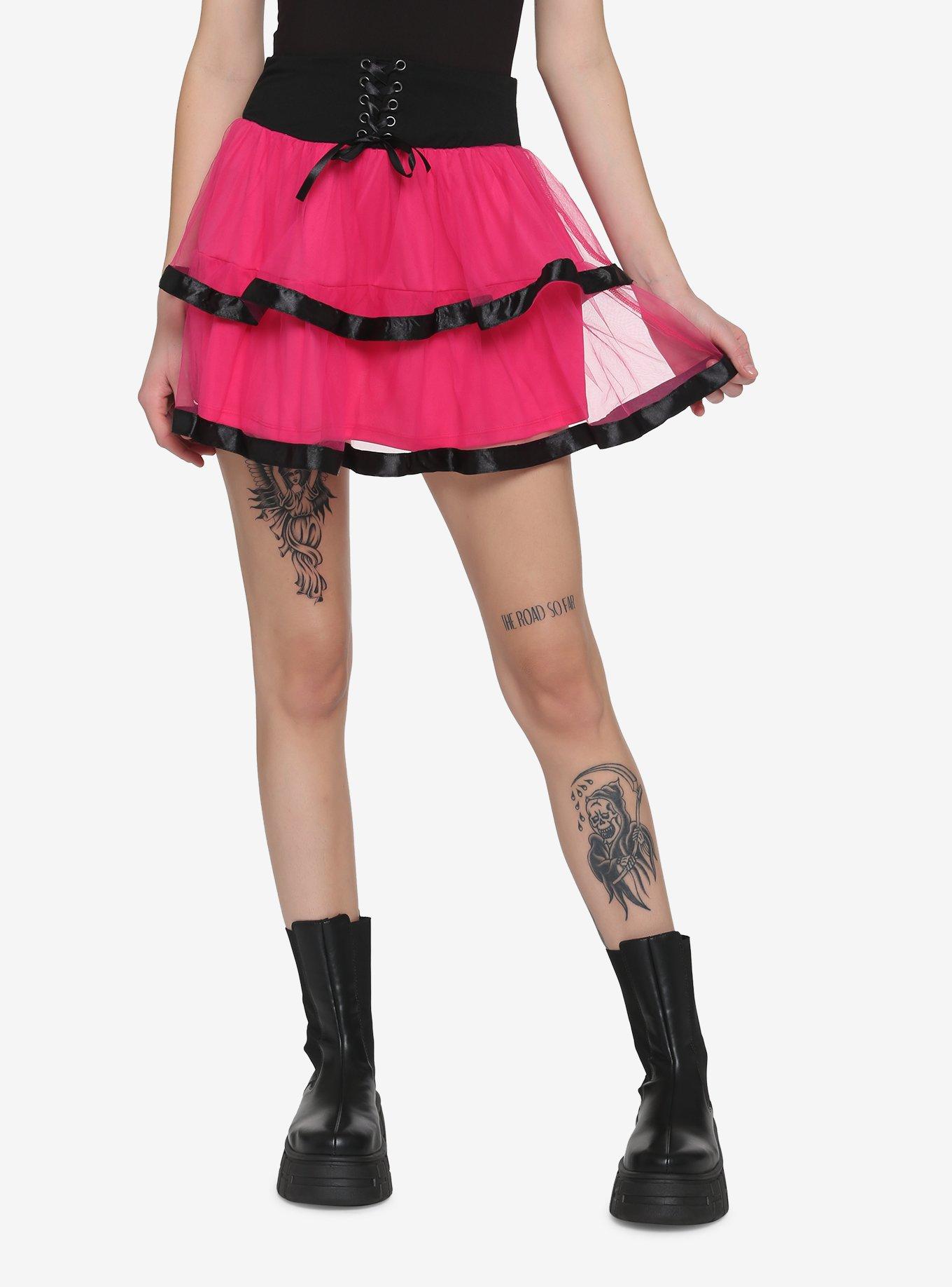Hot Pink & Black Tutu Skirt, PINK, hi-res
