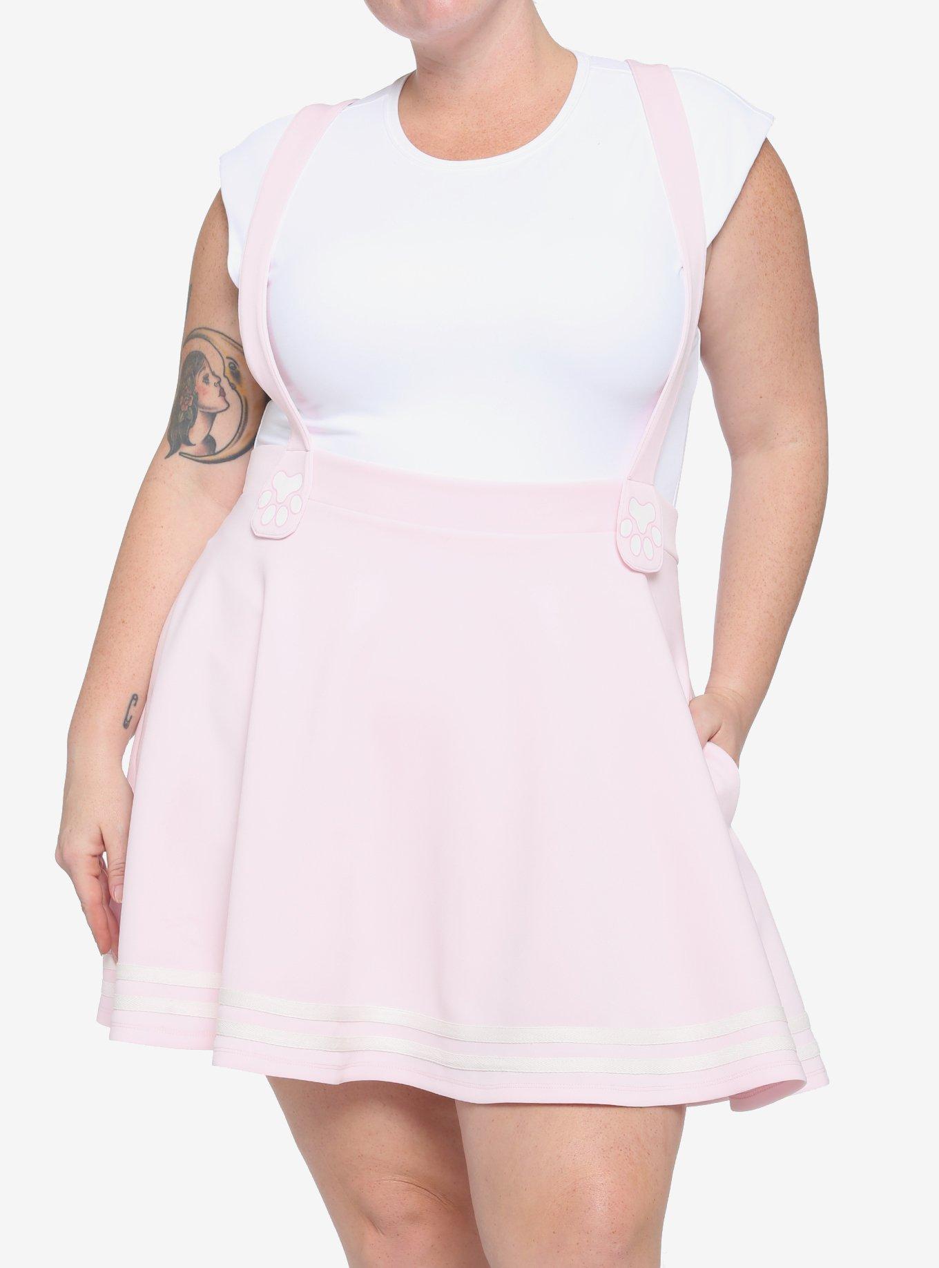 Pink Cat Paw Suspender Skirt Plus Size Hot Topic