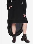 Black Steampunk Hi-Low Skirt Plus Size, BLACK, hi-res