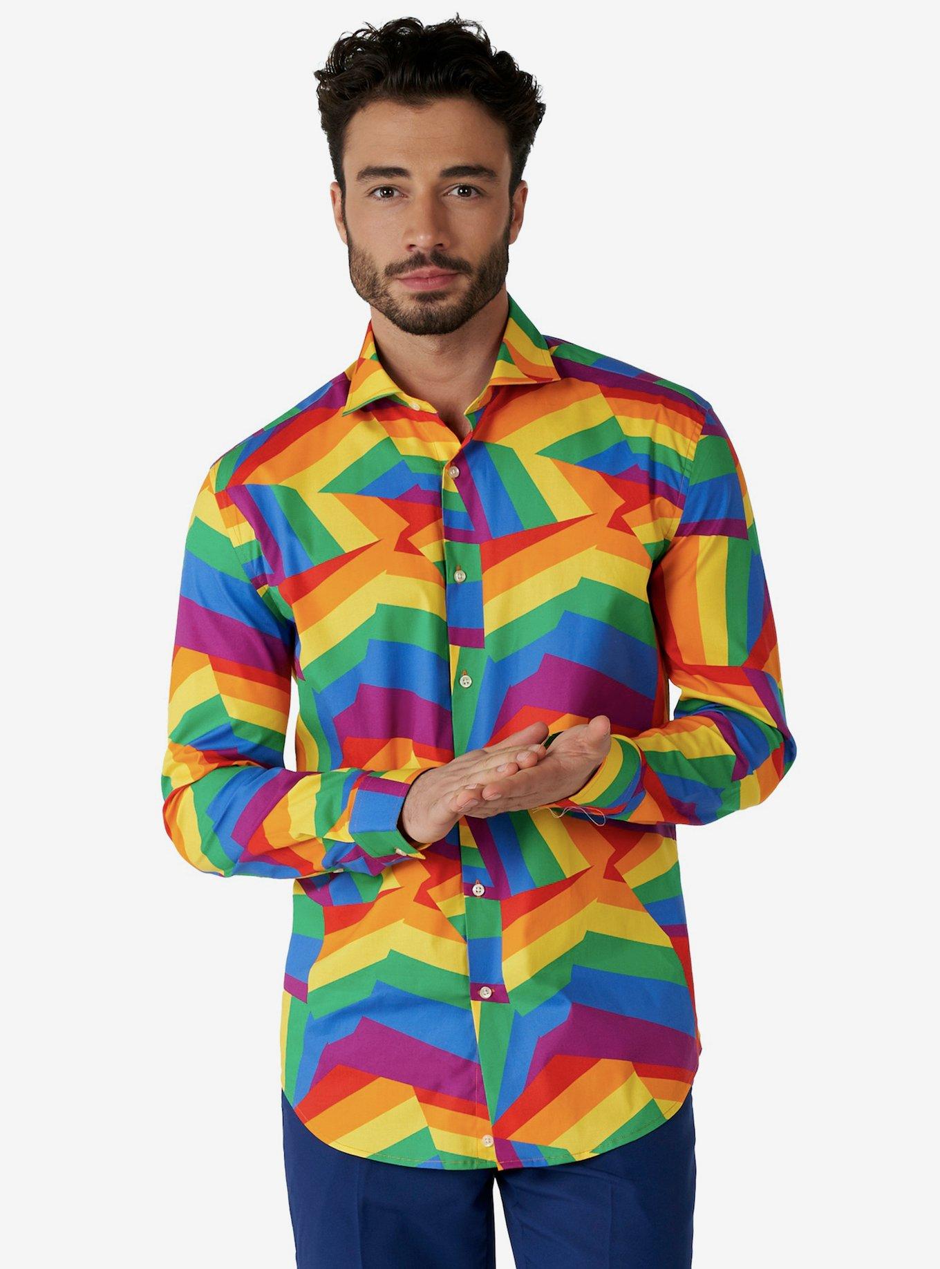 Zig Zag Rainbow Woven Button-Up, , hi-res