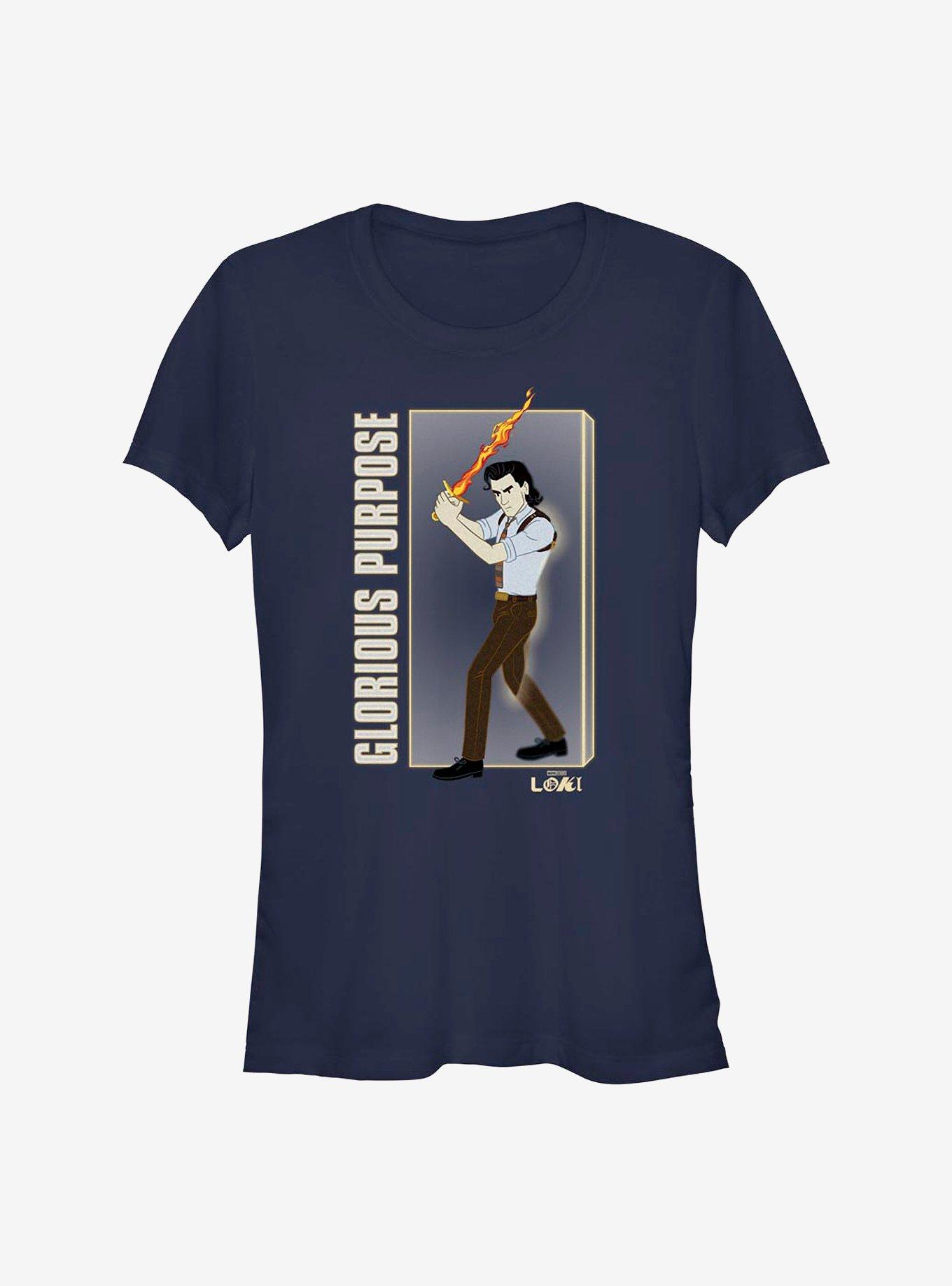 Marvel Loki Glorious Purpose Cartoon T-Shirt, NAVY, hi-res