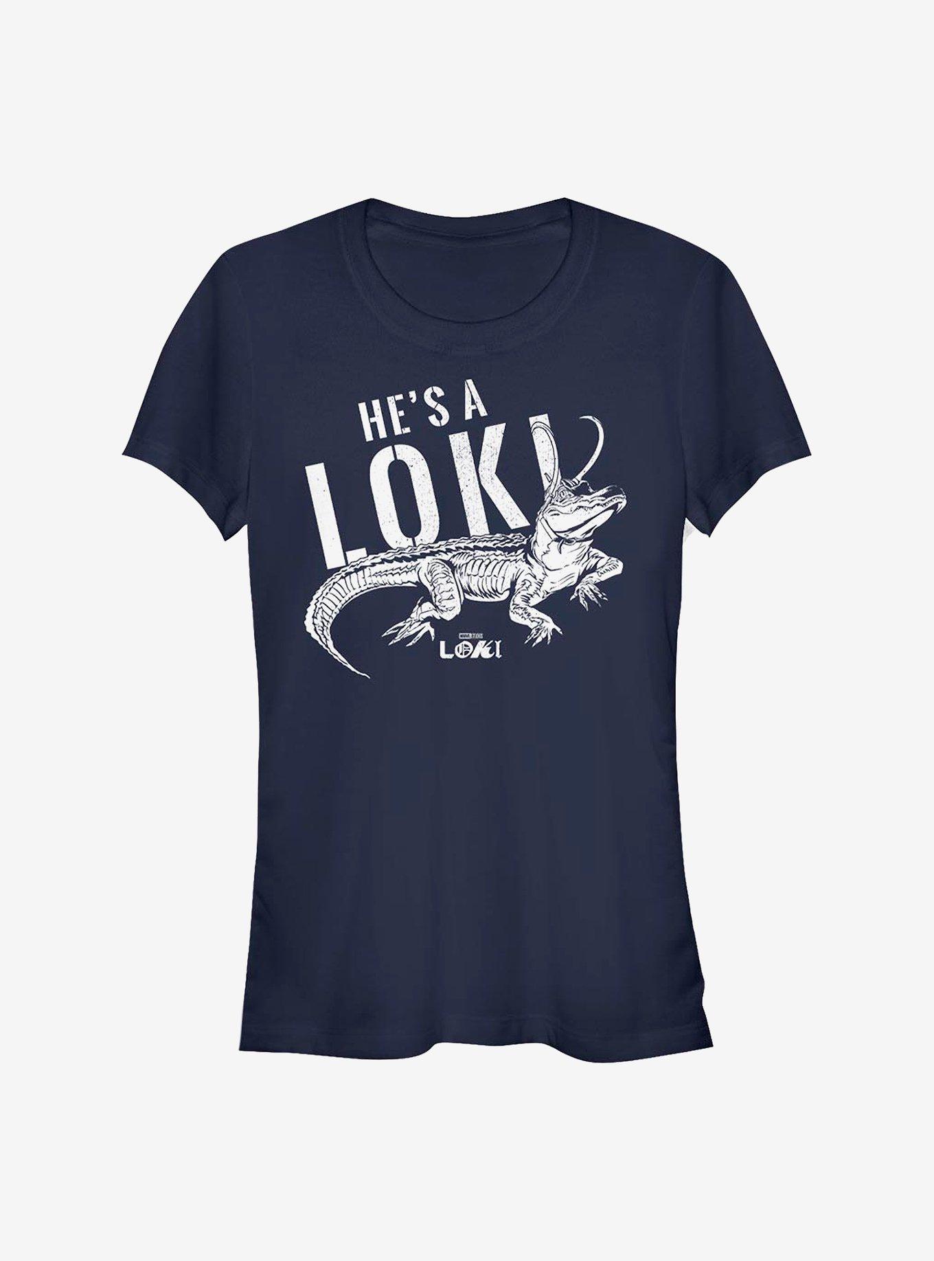 Marvel Loki He's A Loki Alligator Girls T-Shirt, NAVY, hi-res