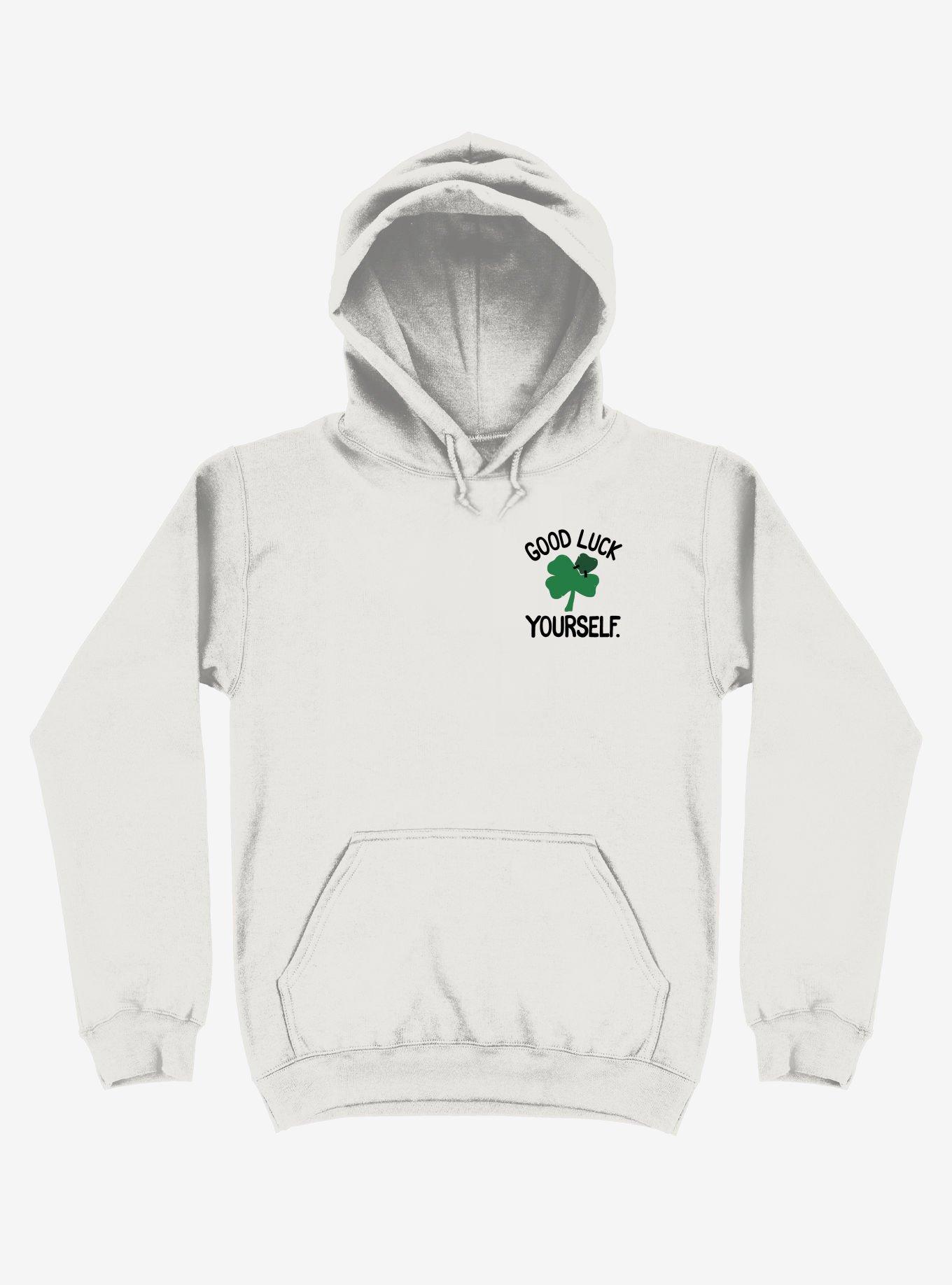 Good Luck Yourself Four Leaf Clover Hoodie, WHITE, hi-res