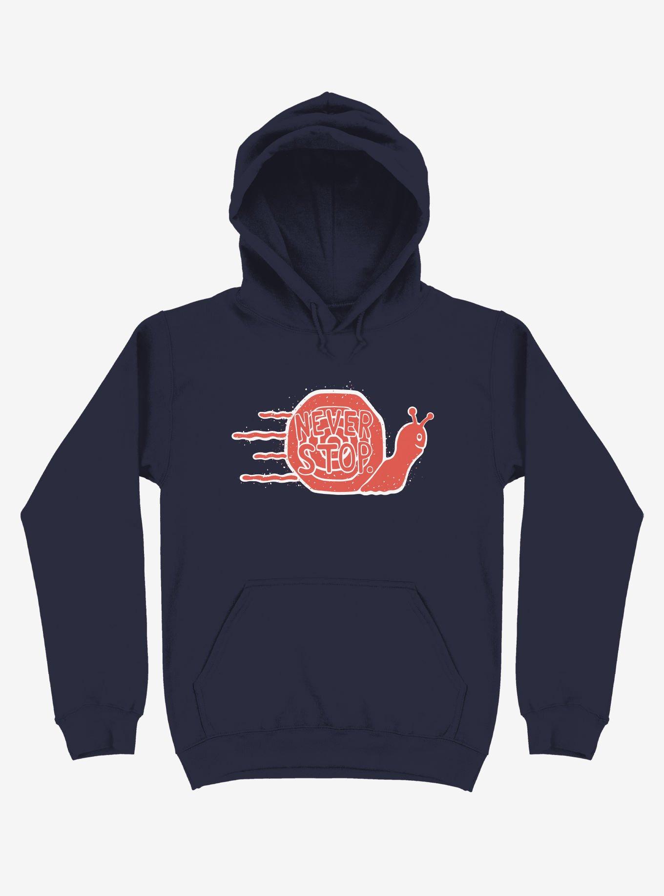 Never Stop Snail Hoodie, NAVY, hi-res