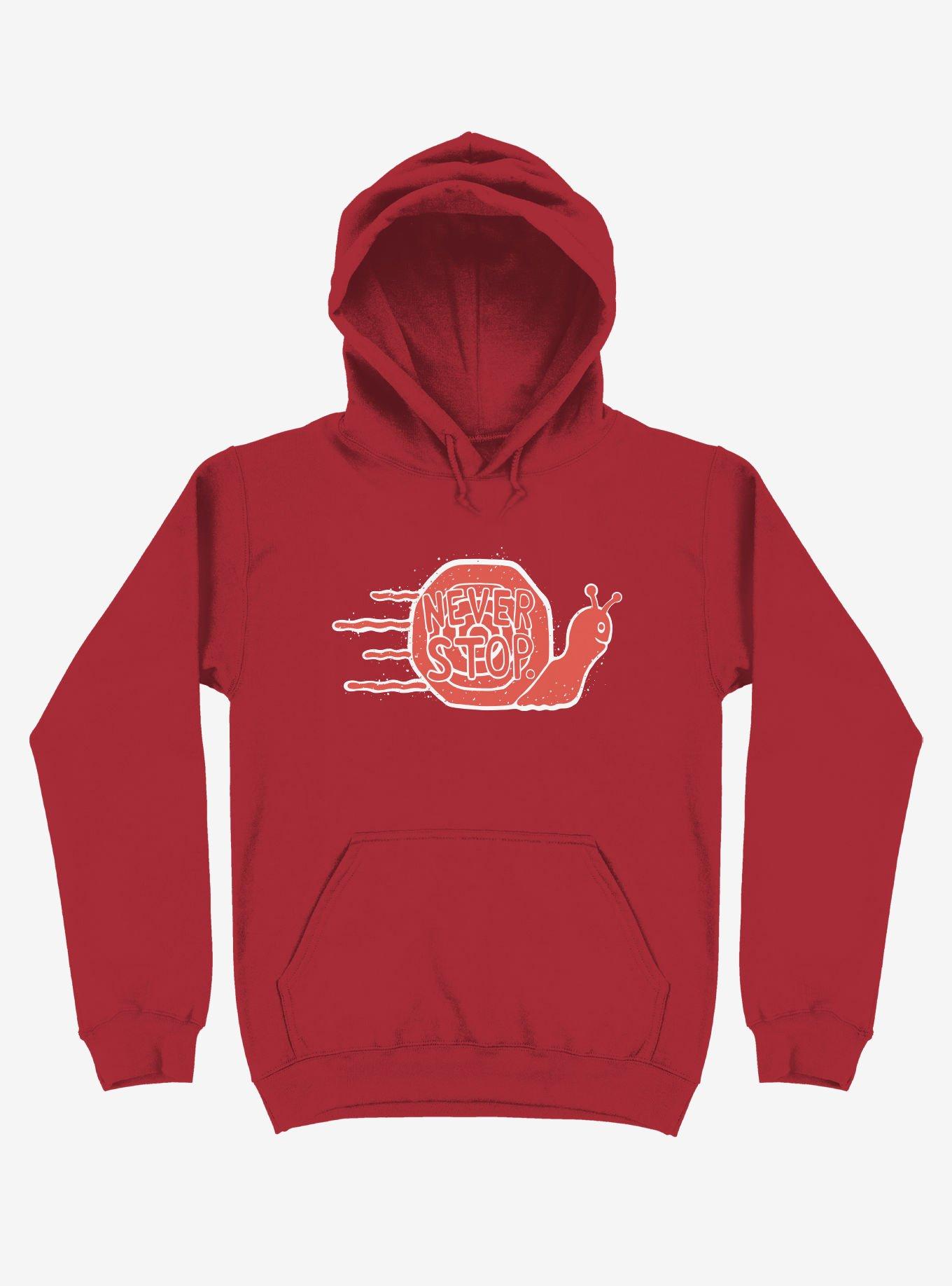 Never Stop Snail Hoodie, RED, hi-res