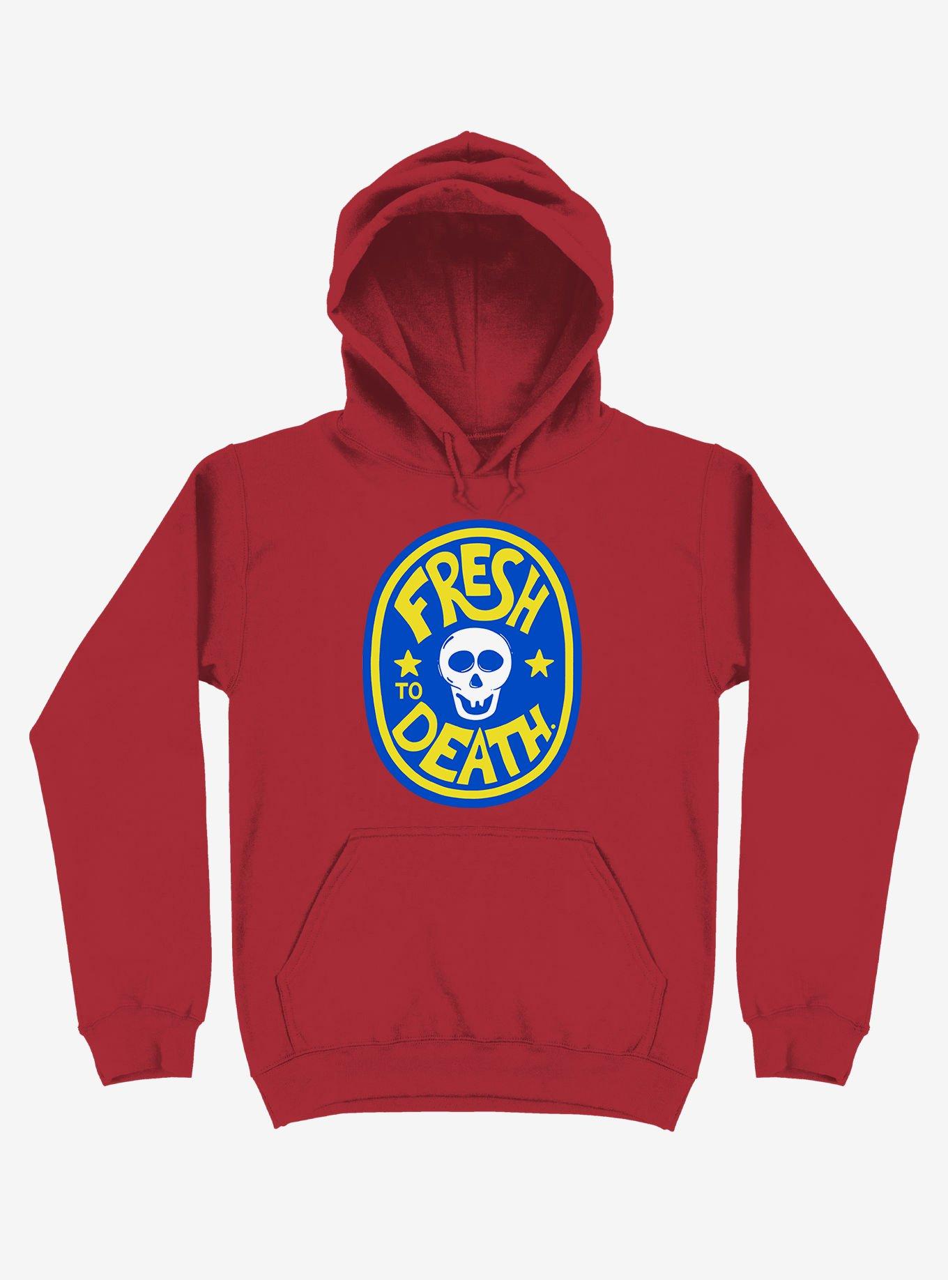 Fresh To Death Skull Hoodie, RED, hi-res