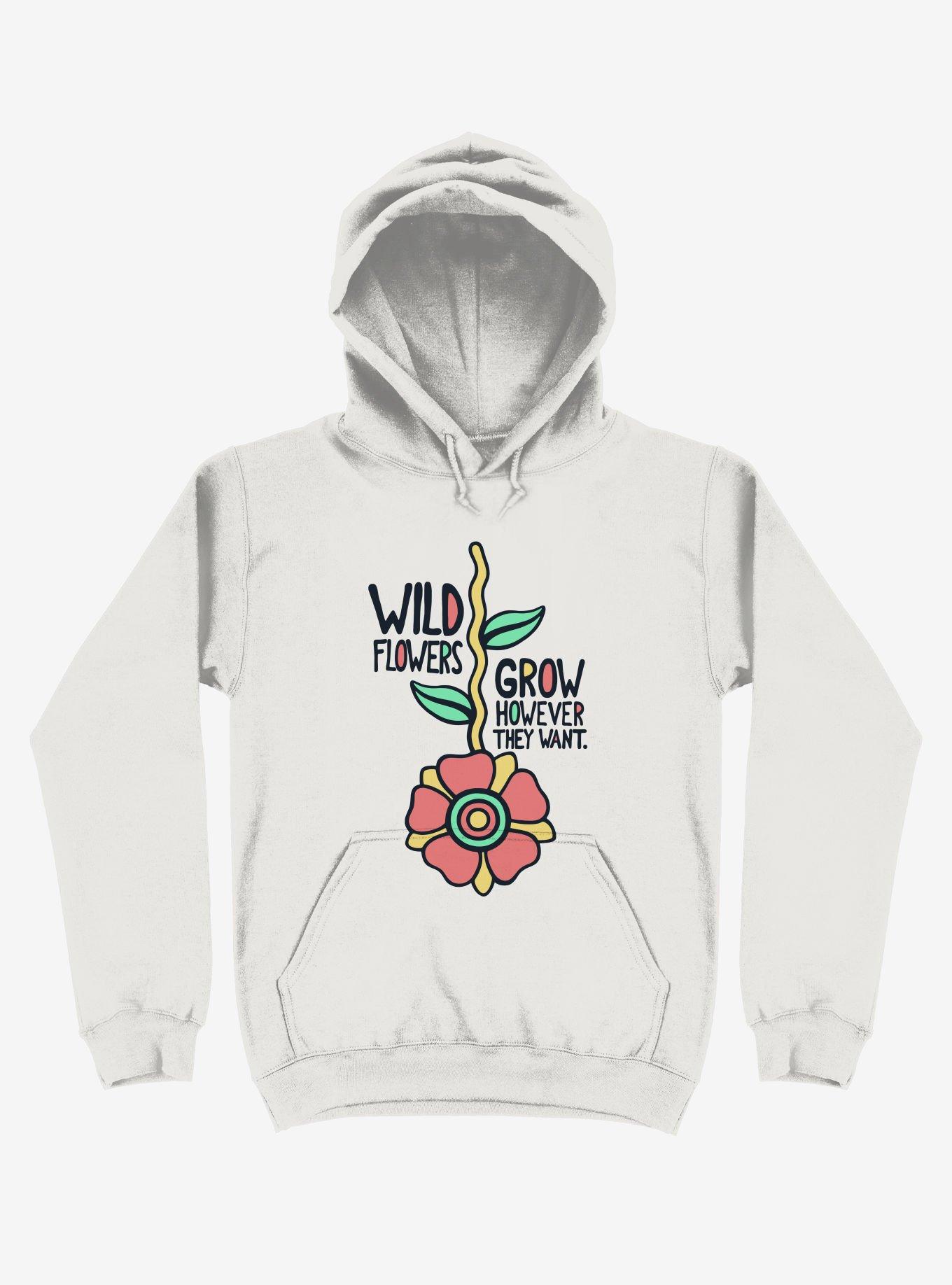Wildflowers Grow However They Want Hoodie, WHITE, hi-res