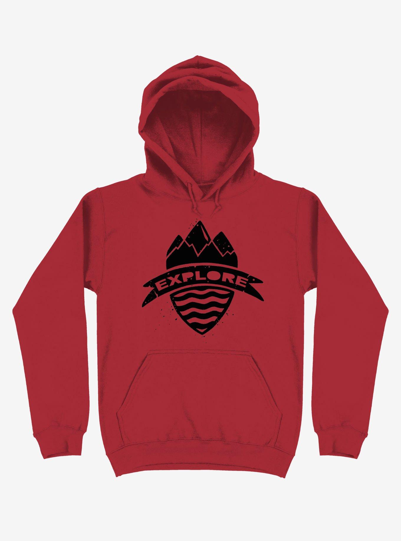 Explorer's Crest Hoodie, RED, hi-res