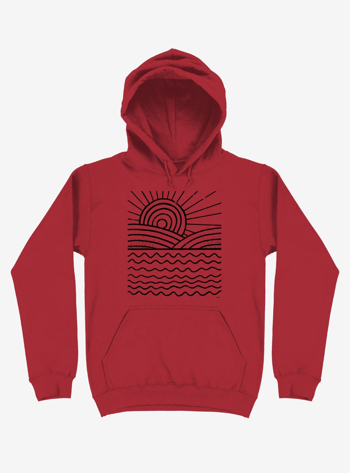 Ocean And Sun Art Hoodie, RED, hi-res