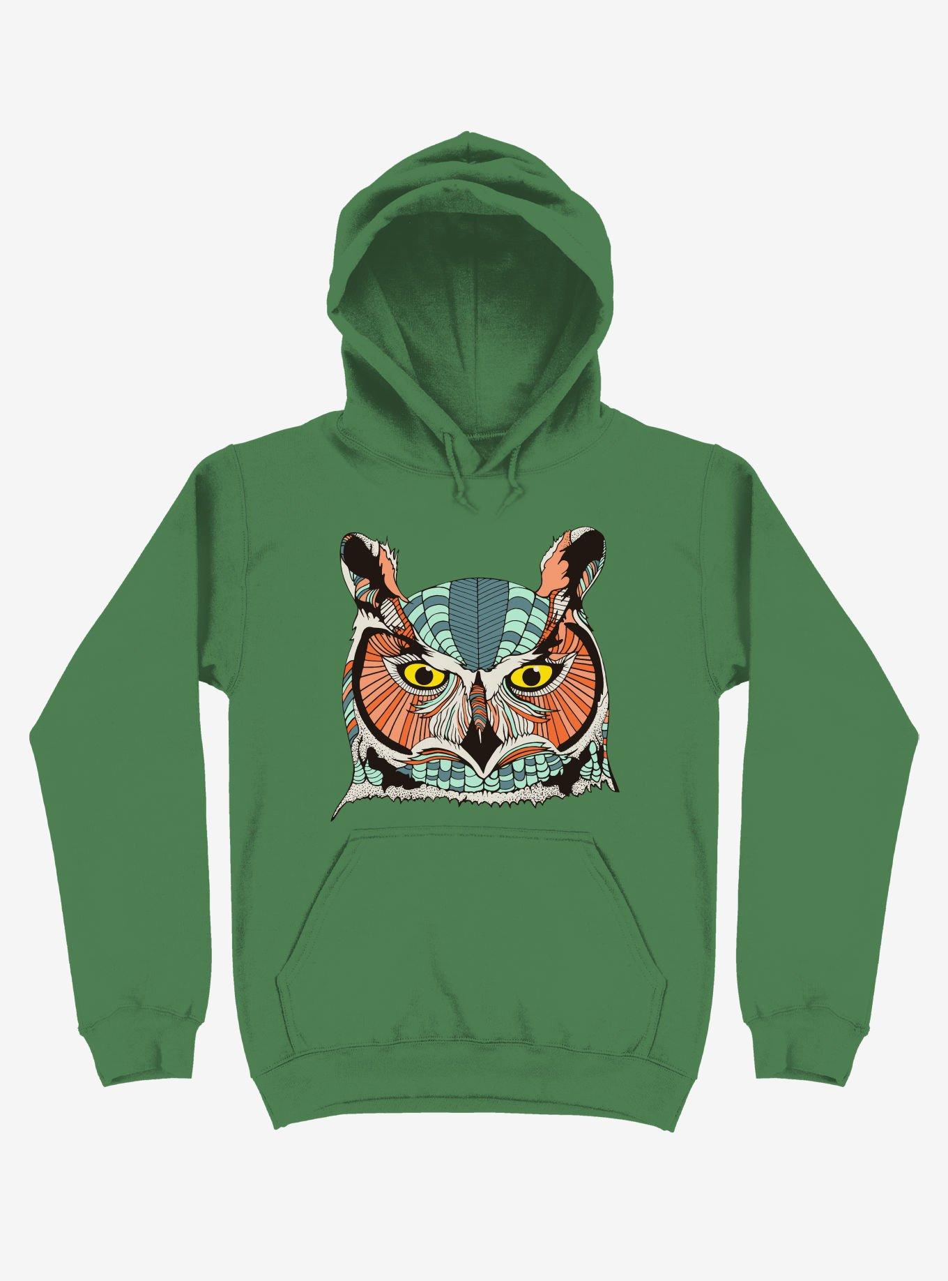 Owl Art Hoodie, KELLY GREEN, hi-res