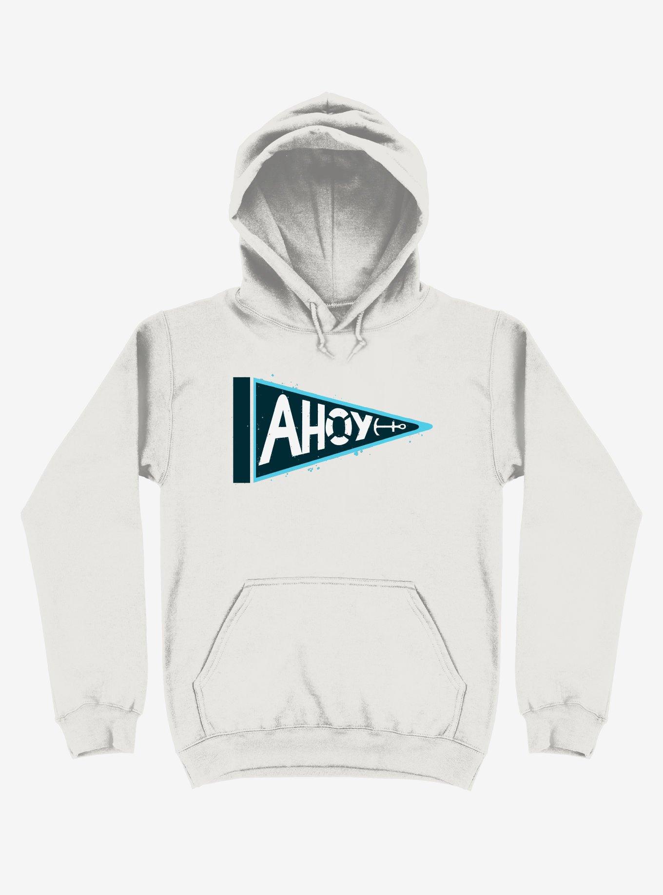 The Captain's Pennant Ahoy Hoodie, WHITE, hi-res