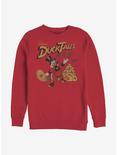 Disney Ducktales Scrooge Throwing Dollars Crew Sweatshirt, RED, hi-res
