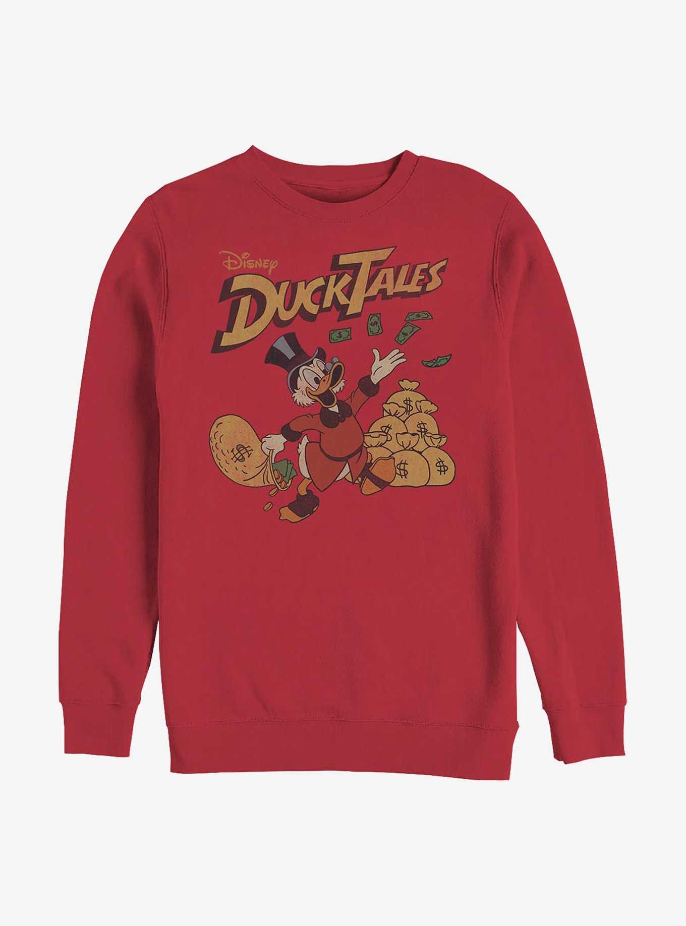 Disney Ducktales Scrooge Throwing Dollars Crew Sweatshirt, , hi-res