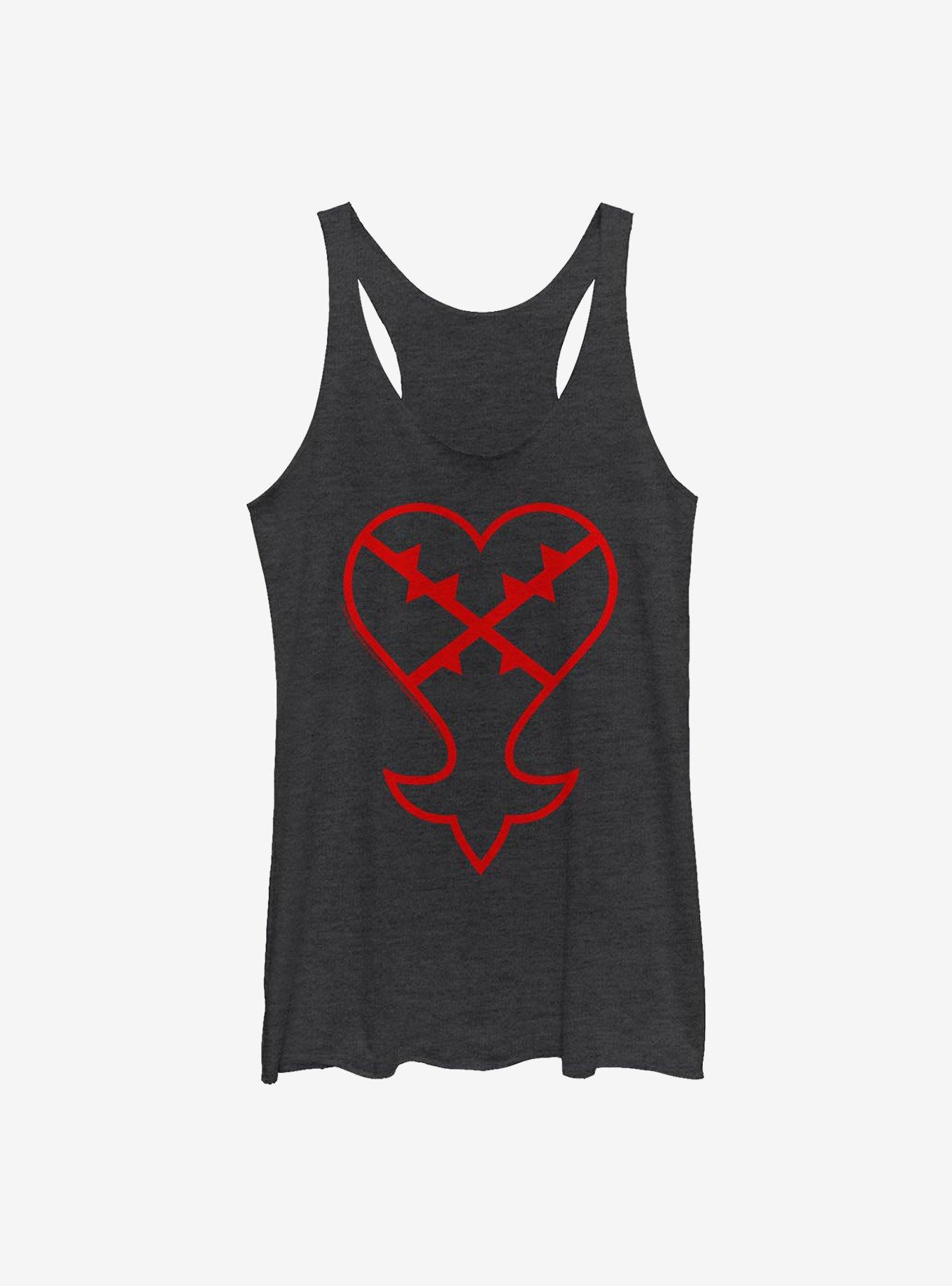 Disney Kingdom Hearts Heartless Symbol Girls Tank, BLK HTR, hi-res