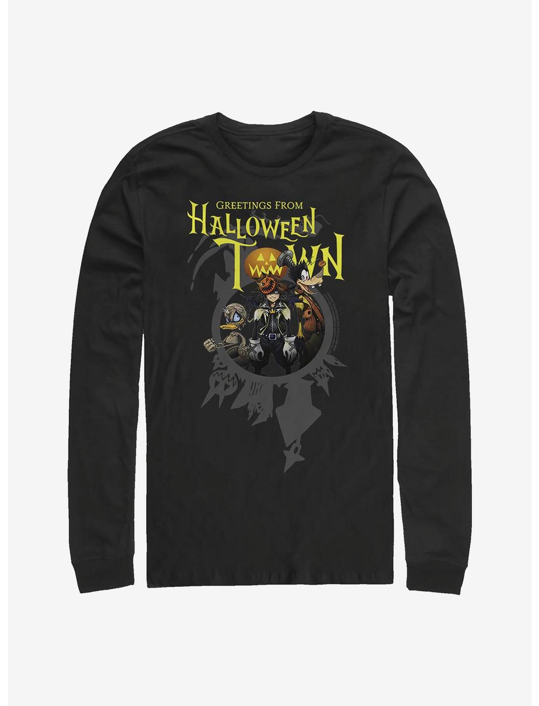 Disney Kingdom Hearts Greetings Halloween Town Long-Sleeve T-Shirt, BLACK, hi-res