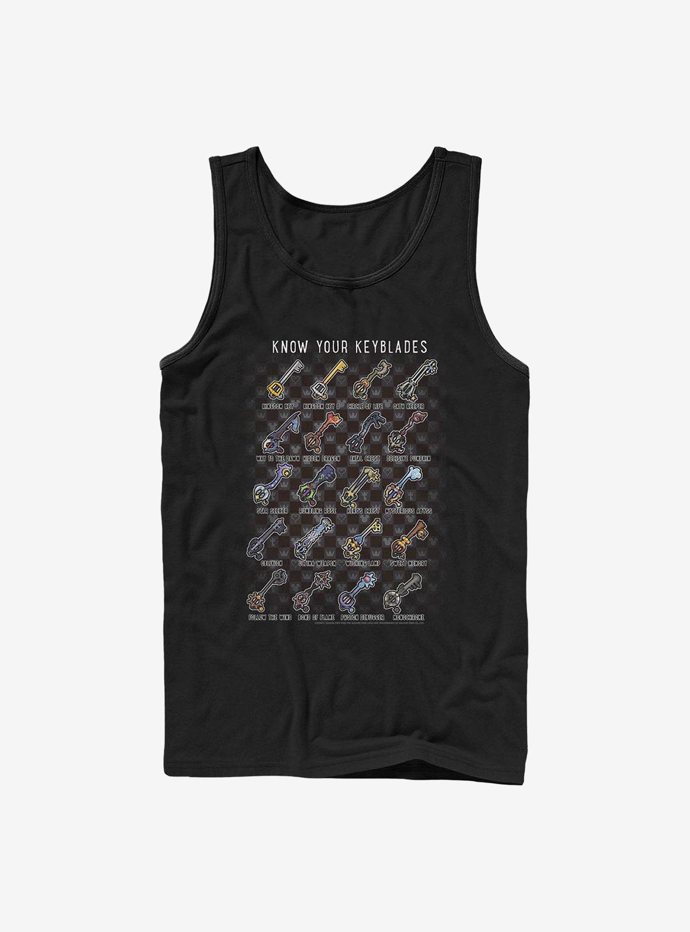 Disney Kingdom Hearts Keyblades Chart Tank, BLACK, hi-res