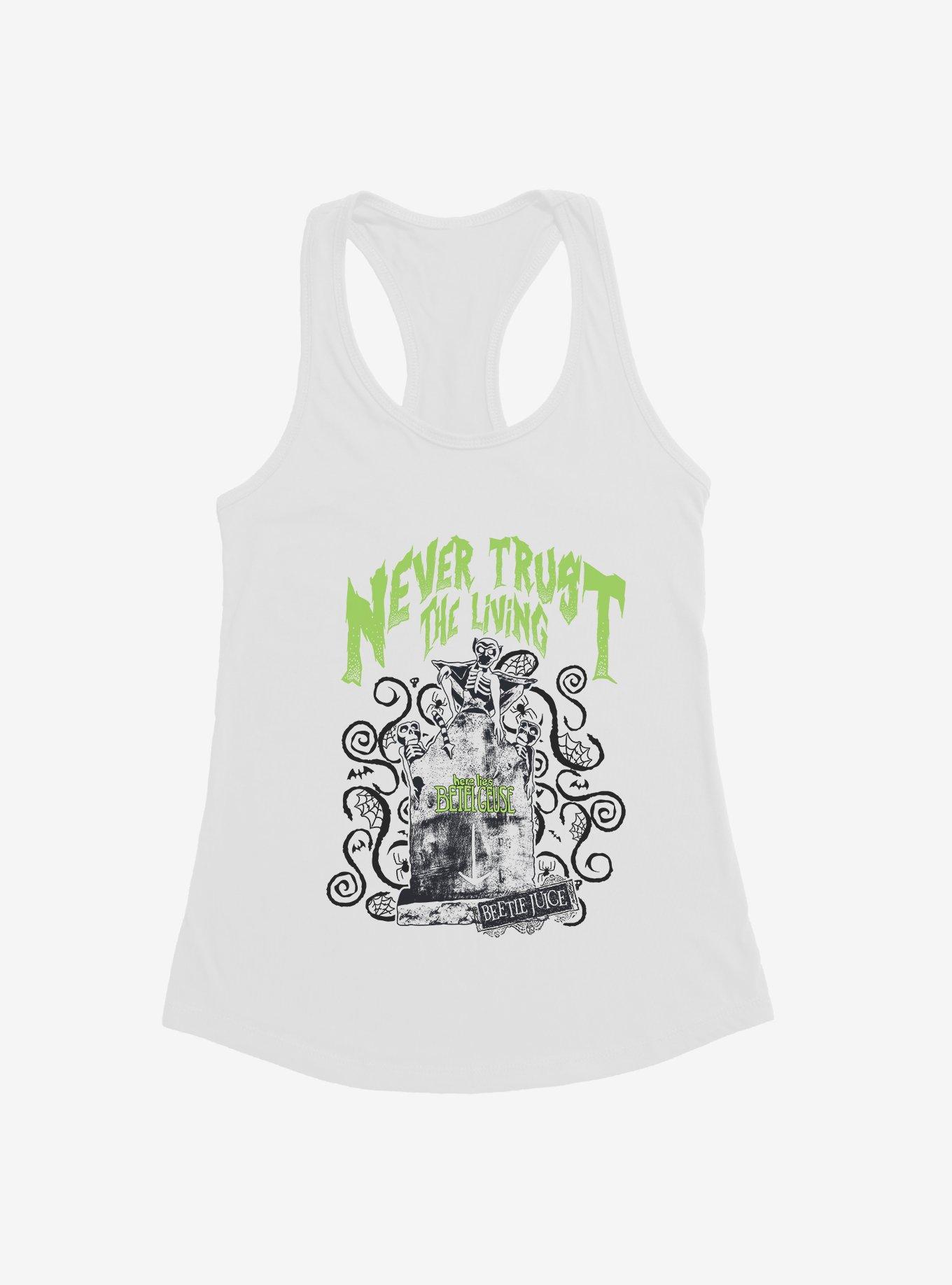 Beetlejuice Never Trust The Living Girls Tank, WHITE, hi-res