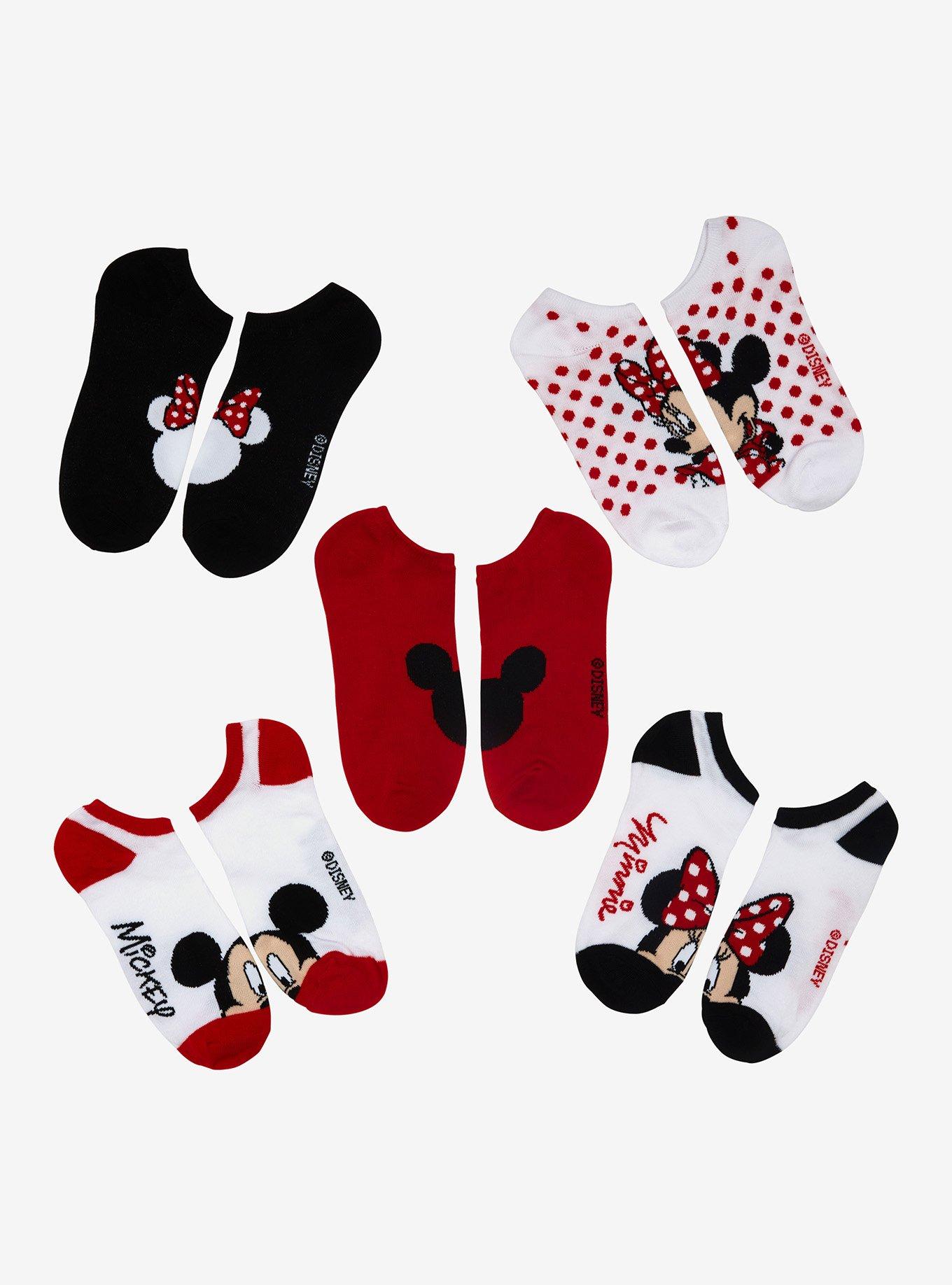 Disney Minnie Mouse & Mickey Mouse No-Show Socks 5 Pair, , hi-res