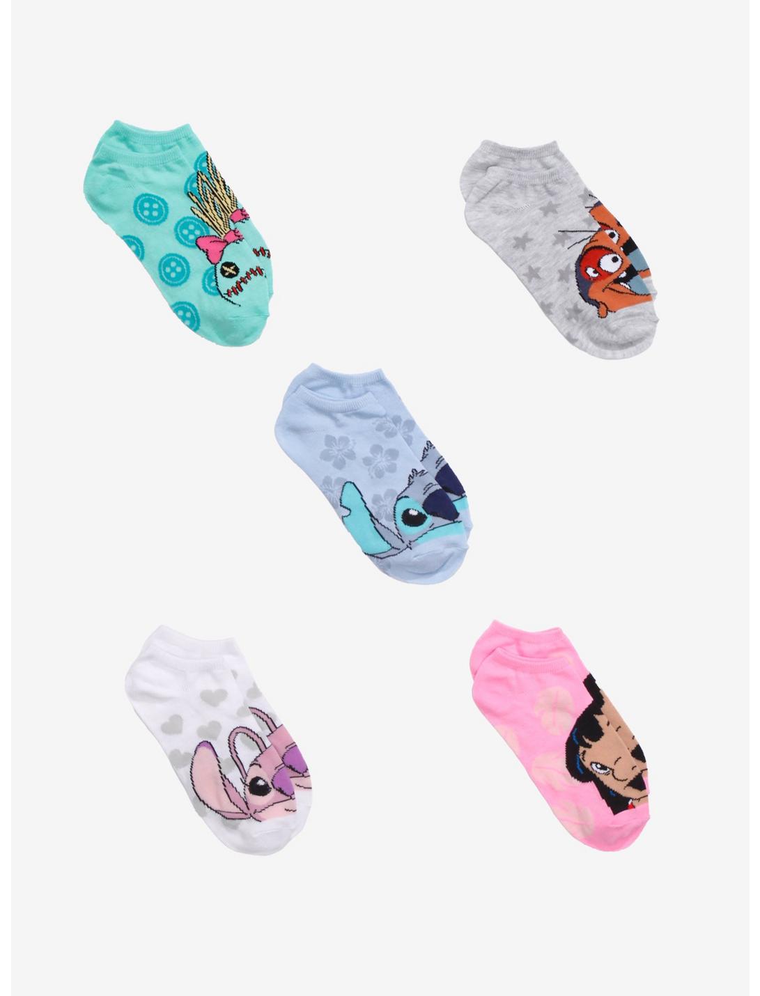 Disney Lilo & Stitch Character No-Show Socks 5 Pair, , hi-res