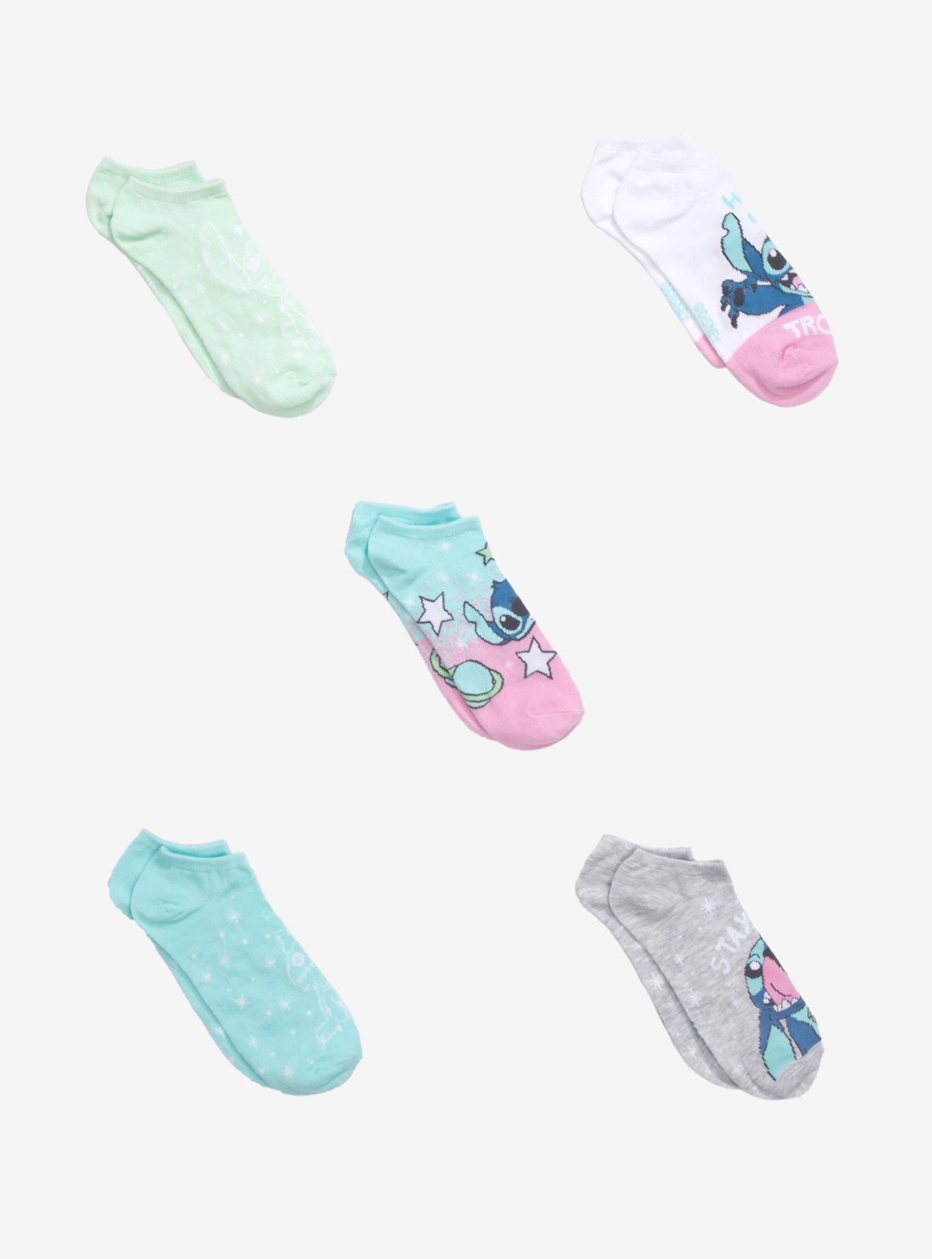 Disney Lilo & Stitch Stars No-Show Socks 5 Pair, , hi-res