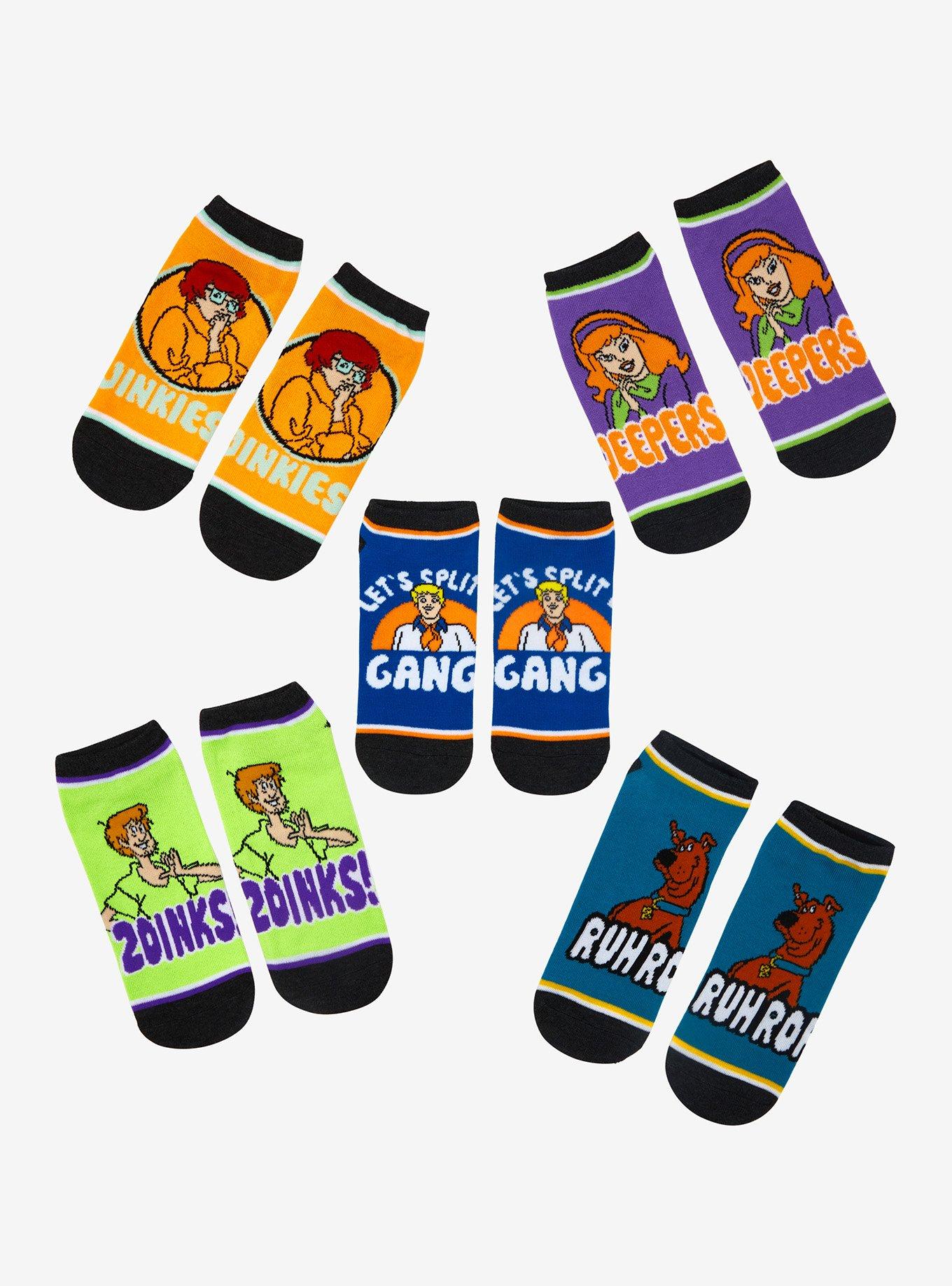 Scooby-Doo! Mystery Gang Quotes No-Show Socks 5 Pair, , hi-res