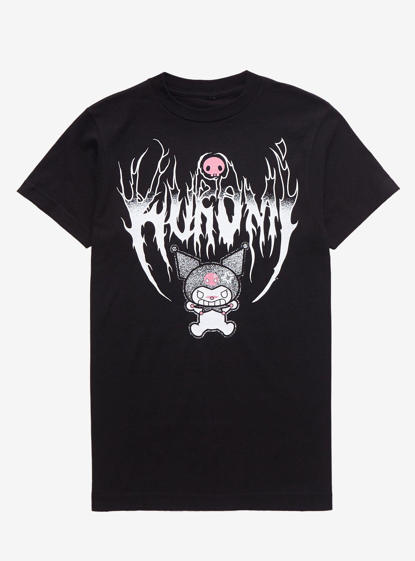 Kuromi Metal Font Boyfriend Fit Girls T-Shirt