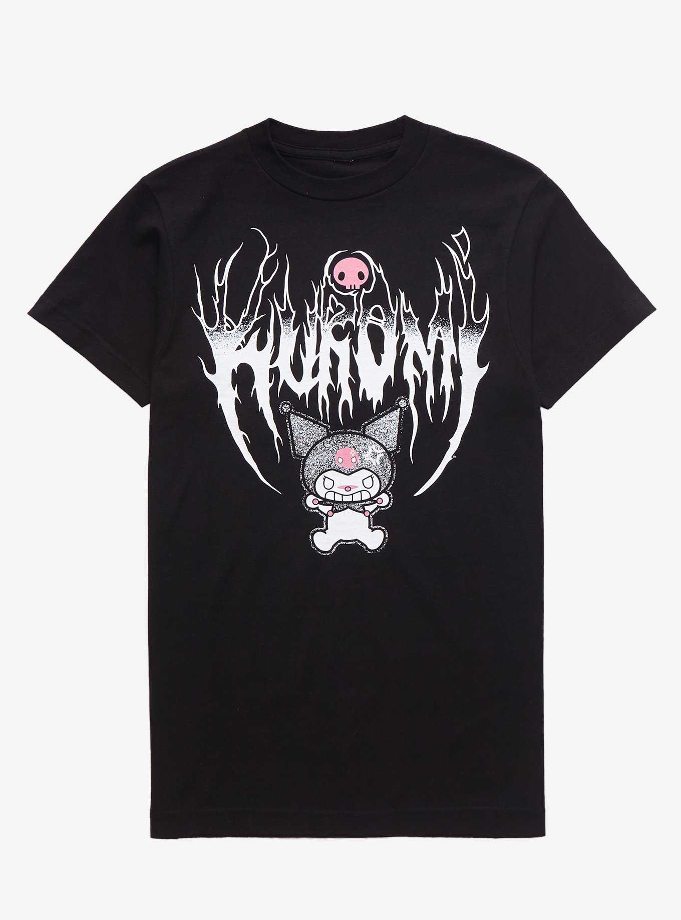 Kuromi Metal Font Boyfriend Fit Girls T-Shirt, , hi-res