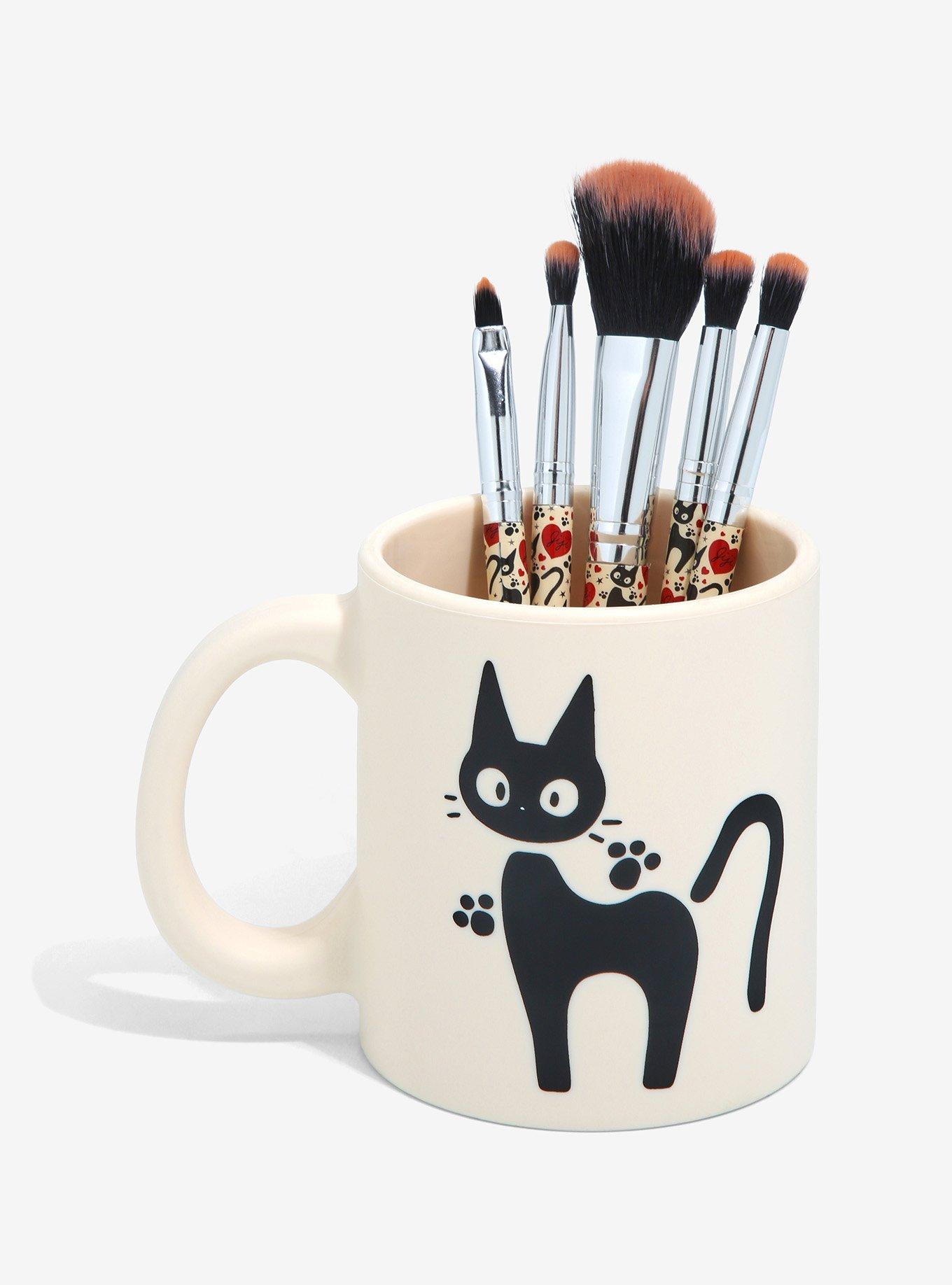 Loungefly Studio Ghibli Kiki&rsquo;s Delivery Service Jiji Mug Makeup Brush Set & Holder - BoxLunch Exclusive, , hi-res