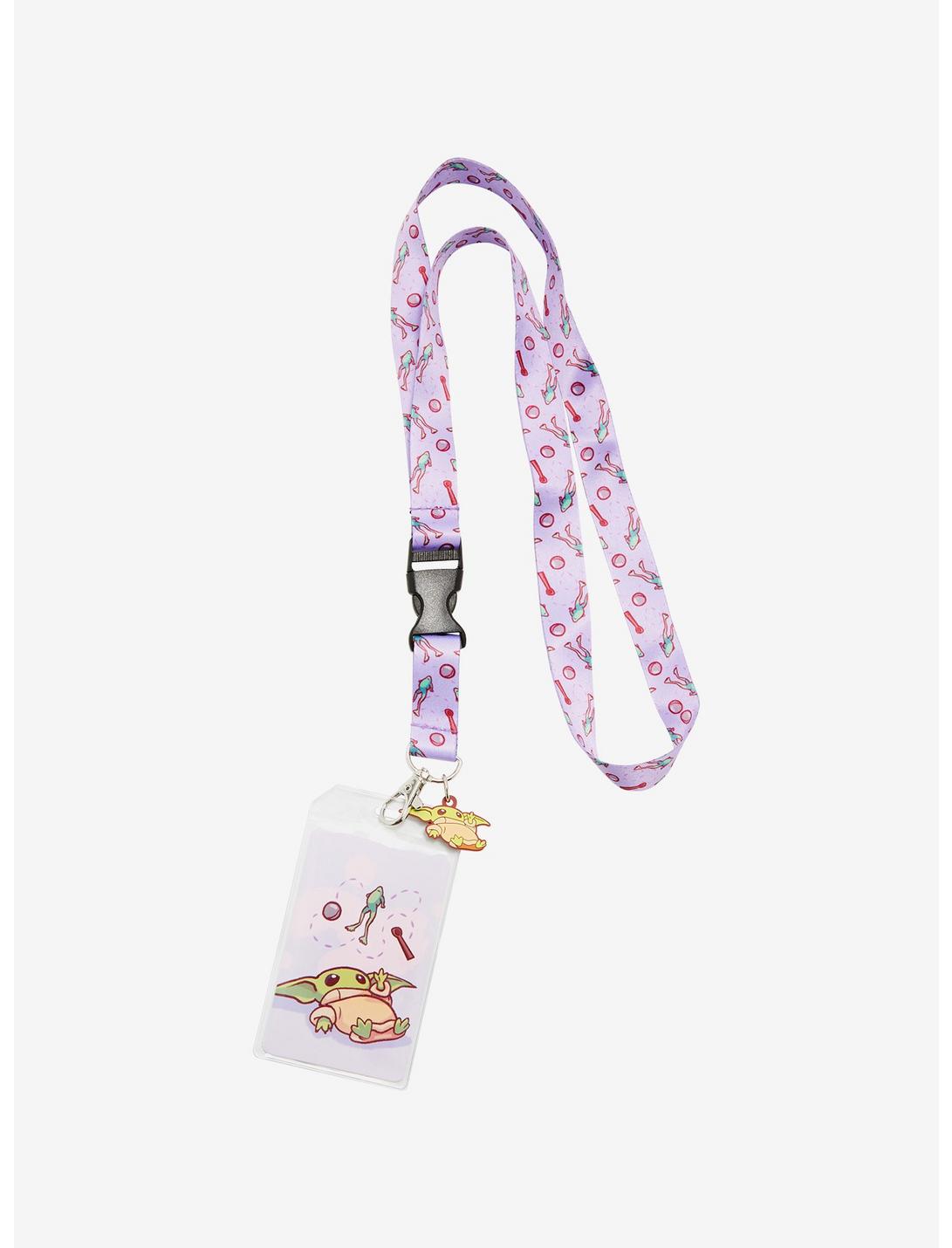 Loungefly Star Wars Baby Yoda with Frogs All Over Print Lanyard with Charm